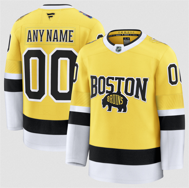 Men's Gold Boston Bruins Custom 2026 Stadium Series Stitched Hockey Jersey